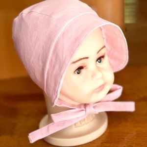 Linen Baby Pink Bonnet